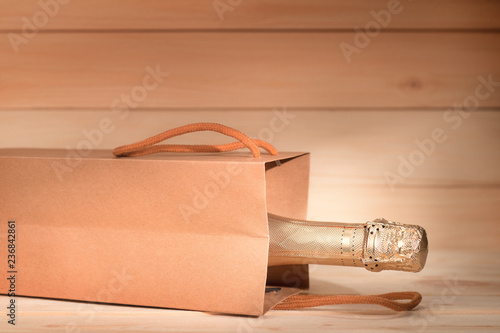 Sparkling wine in craft pap...