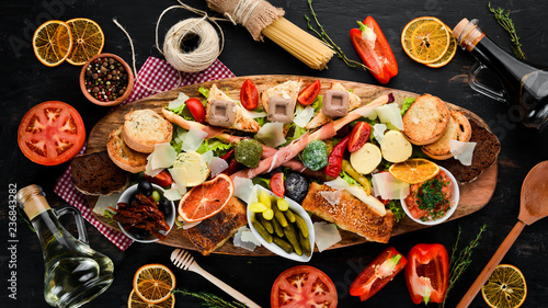 A set of food. Snacks of It...