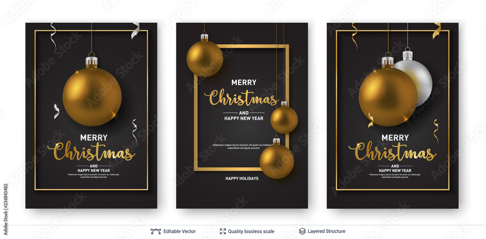 Set of Christmas and New Year banner templates. Stock Vector | Adobe Stock