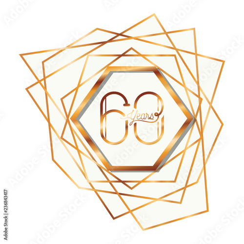 number 60 for anniversary celebration card icon