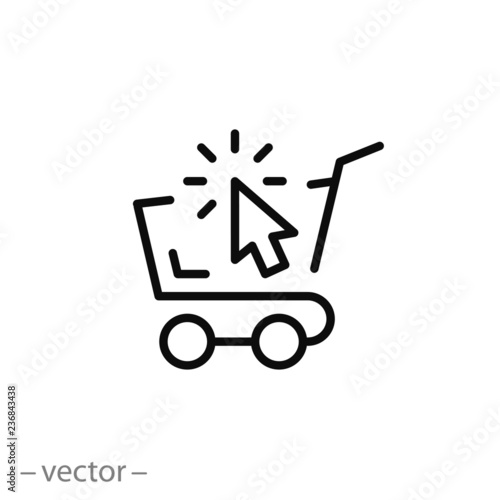 online shopping, cart, line sign, icon vector