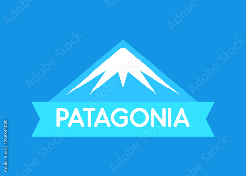 Patagonia, Vector emblem in blue color of South American Patagonia - Emblem for travel and tourism web site