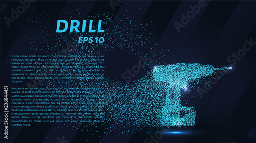 Drill of blue glowing dots. Repair tool.