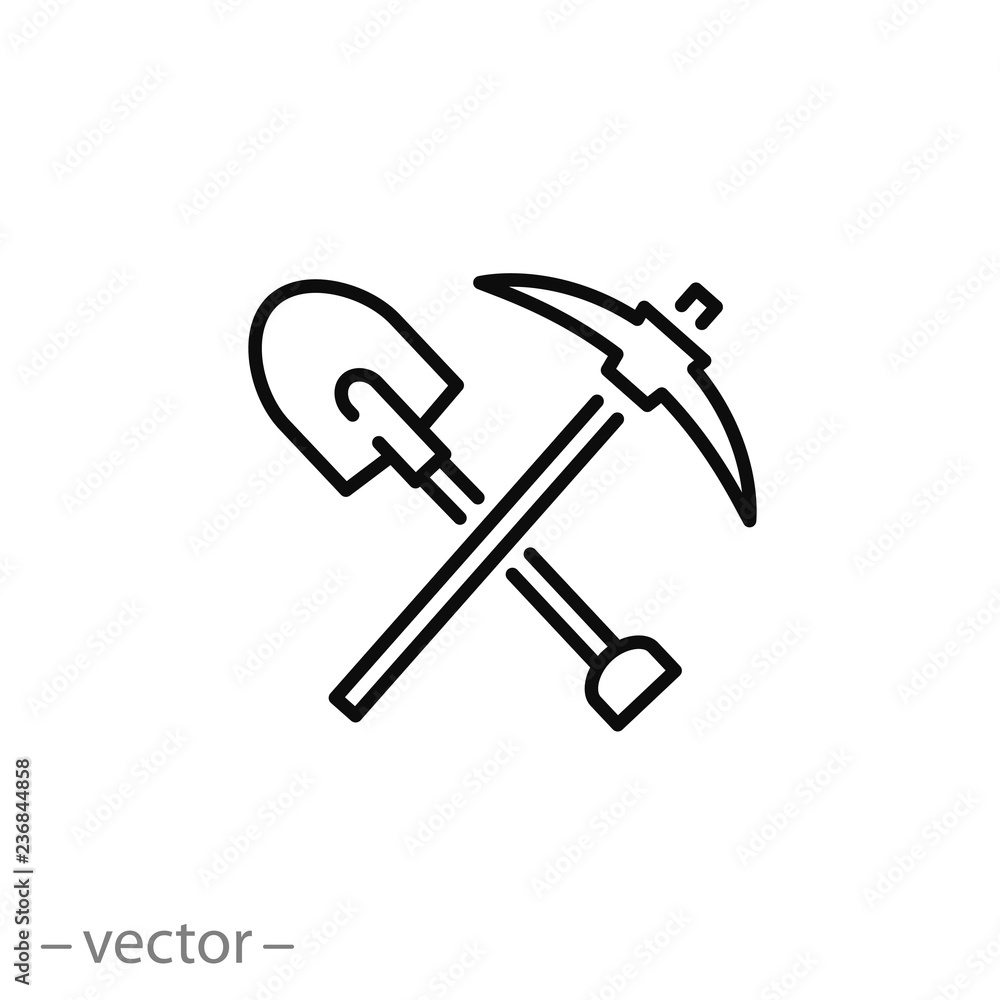 pickaxe shovel icon vector pickaxe shovel icon vector