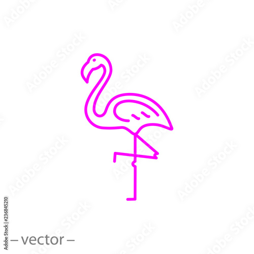 pink flamingo, line style, icon vector