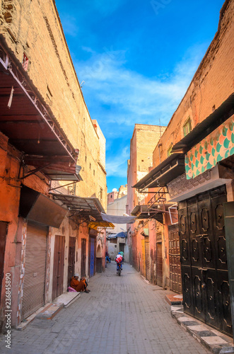 Beautiful street of old medina in Marrakech, Morocco © Olena Zn