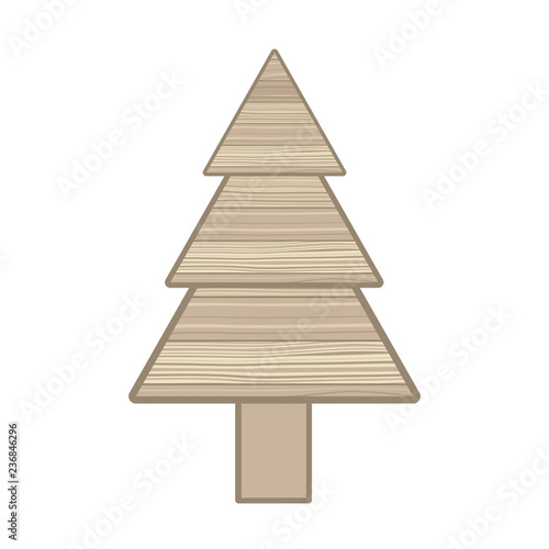 christmas tree with star in wood isolated icon