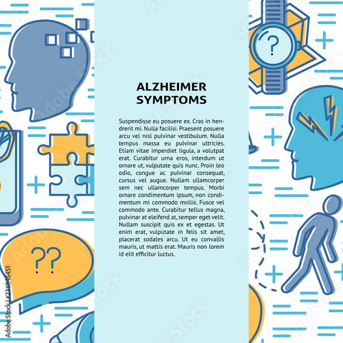 Alzheimer's disease concept banner template in line style