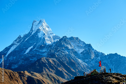 Machapuchare mountain Fishtail in Himalayas range Nepal