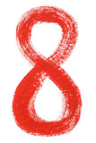 8 - Hand painted red isolated watercolor numbers
