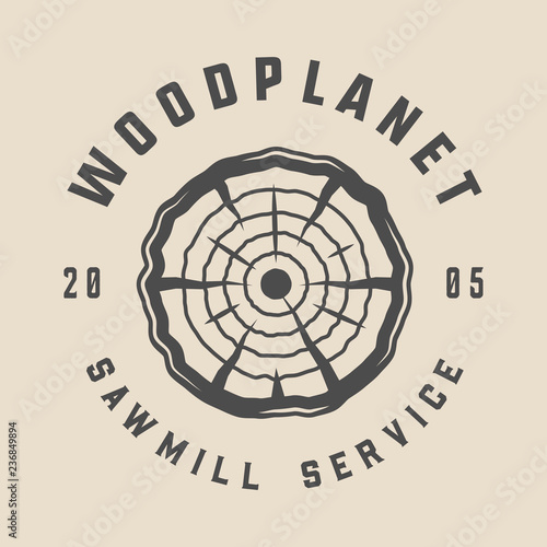Vintage carpentry, woodwork and mechanic label, badge, emblem and logo. Vector illustration. Monochrome Graphic Art.