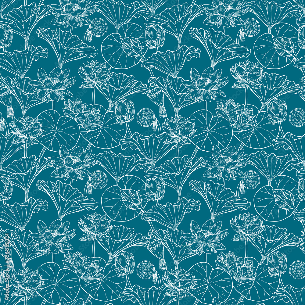 seamless background of lotus flower and leaves seamless background of lotus flower and leaves