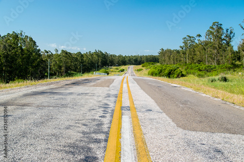 Road in the middle of rural field.