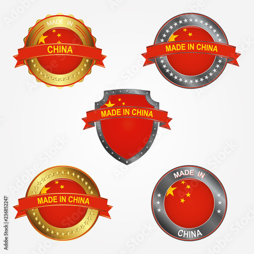 Design label of made in China. Vector illustration