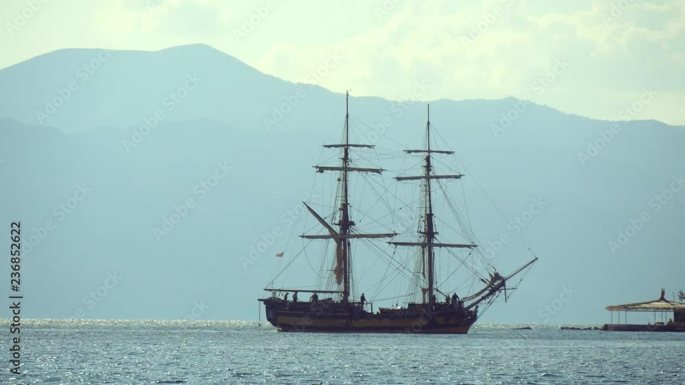 Replica Of Historic Sailing Ship Passes The Bay Replica Of Historic Sailing Ship Passes The Bay