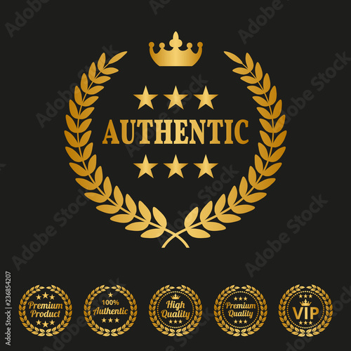 Authentic laurel wreath on black background.
