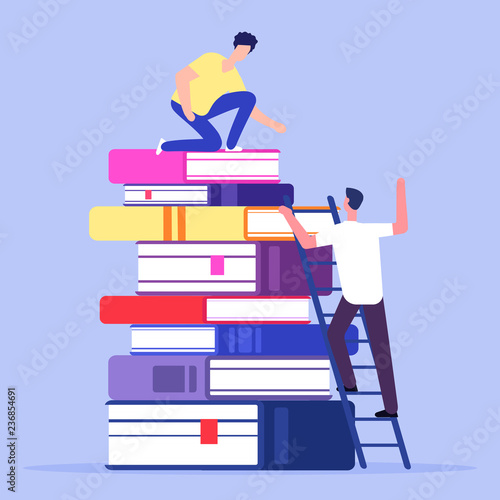 Help and support in education vector concept. Illustration of education support concept. Stack of books
