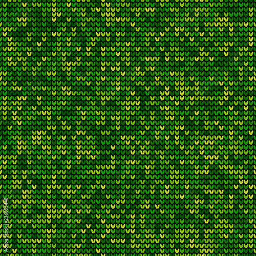 Green knitting seamles pattern vector background