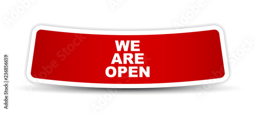 red vector banner we are open