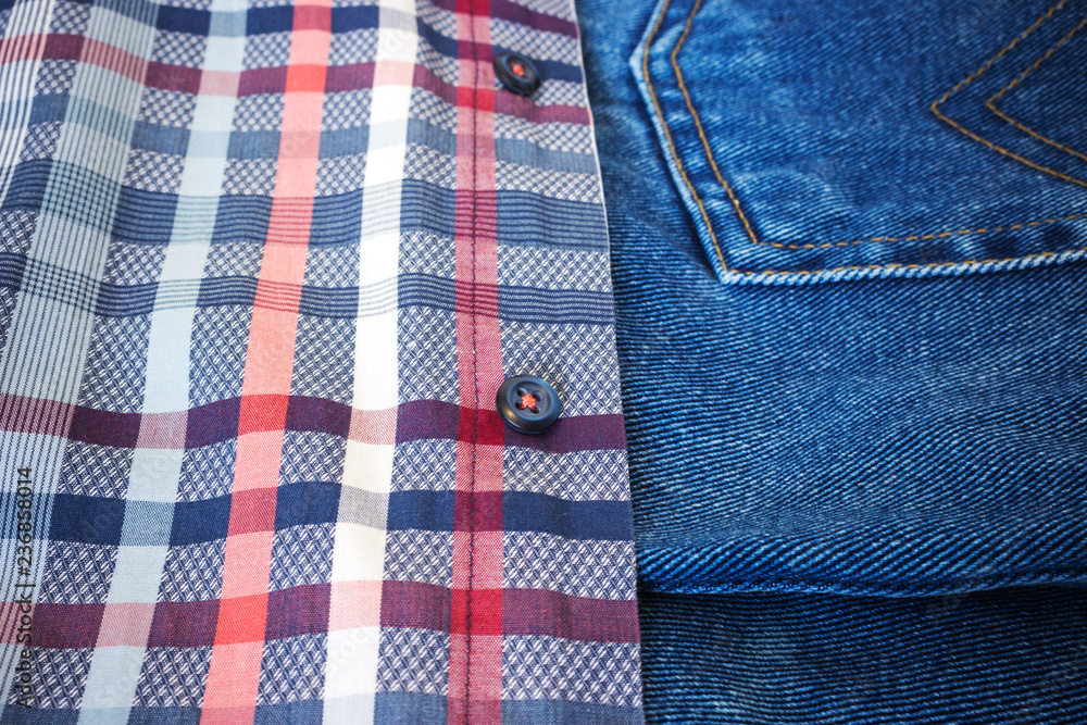 worn denim and cotton fabric, background