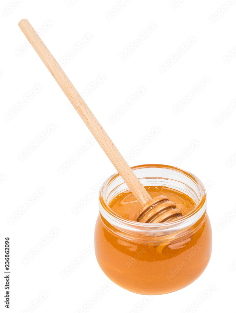 honey in jar isolated on white background honey in jar isolated on white background
