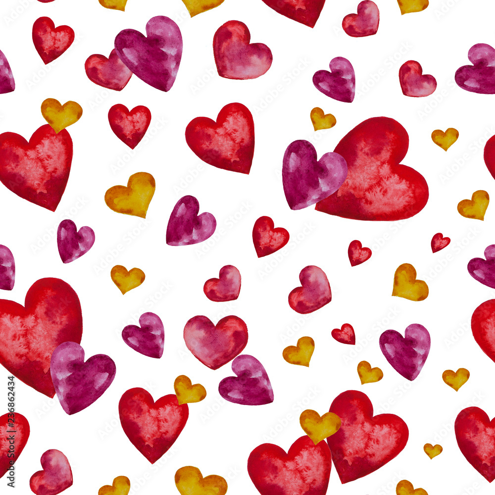 Seamless pattern with hearts of different shapes and colors on a white background. Image to St. Valentine's Day. Package design. Seamless pattern with hearts of different shapes and colors on a white background. Image to St. Valentine's Day. Package design.