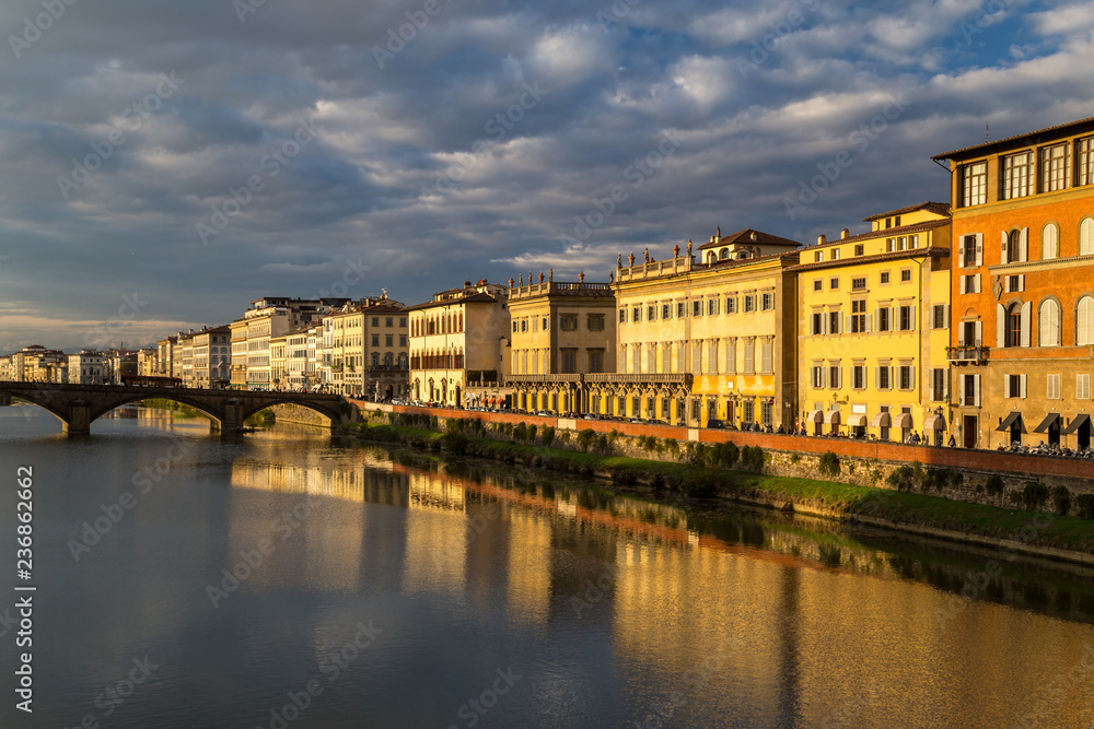 View of the embankment of the river Arno in Florence