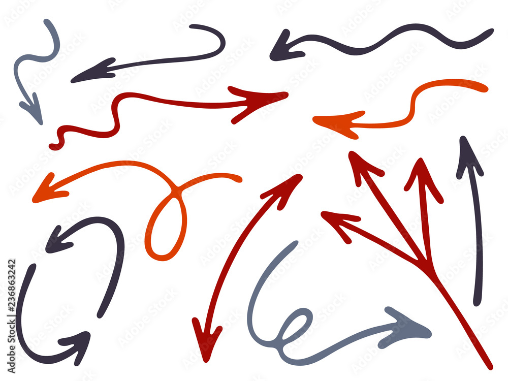 Hand drawn diagram arrow icons vector set. Up down pen sketch arrows, right and left direction pointers, cycle and way symbols. Business process scheme elements. Abstract way pointers icon set. Hand drawn diagram arrow icons vector set. Up down pen sketch arrows, right and left direction pointers, cycle and way symbols. Business process scheme elements. Abstract way pointers icon set.