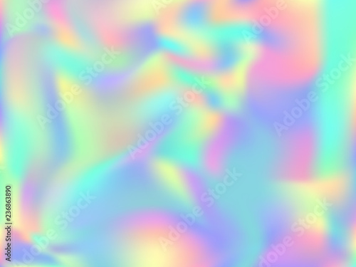 Holographic paper modern background in neon colors. Fashion magazine cover background with neon metallic gradient hologram. Holographic vector design for poster, banner, cover.