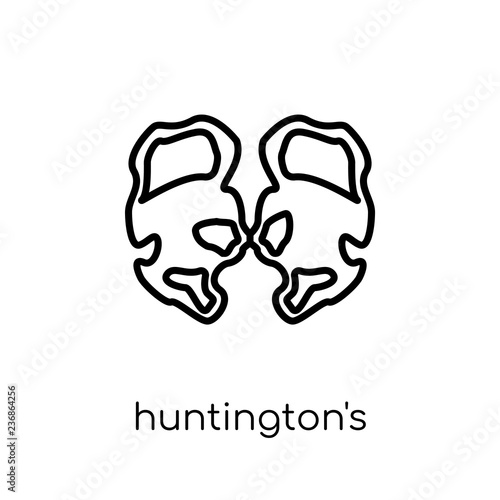 Huntington's disease icon. Trendy modern flat linear vector Huntington's disease icon on white background from thin line Diseases collection
