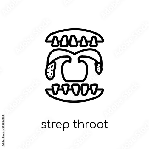 Strep throat icon. Trendy modern flat linear vector Strep throat icon on white background from thin line Diseases collection