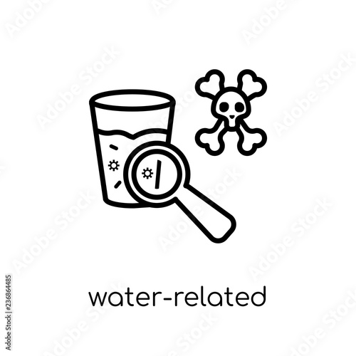 Water-related Diseases icon. Trendy modern flat linear vector Water-related Diseases icon on white background from thin line Diseases collection