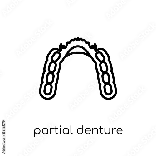 Partial Denture icon. Trendy modern flat linear vector Partial Denture icon on white background from thin line Dentist collection