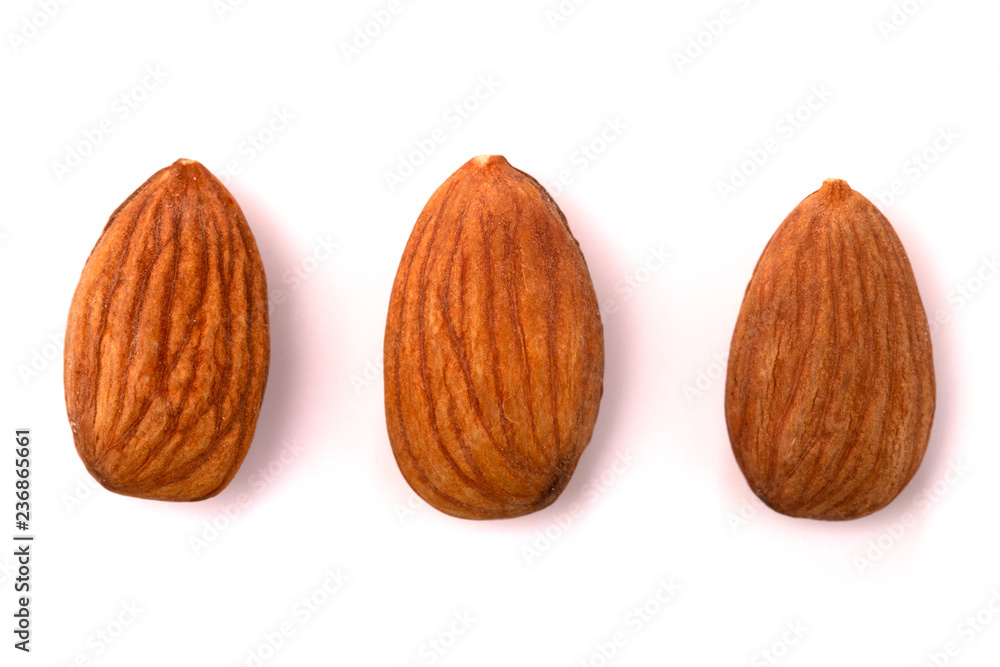 Whole California Almonds on a White Background Whole California Almonds on a White Background