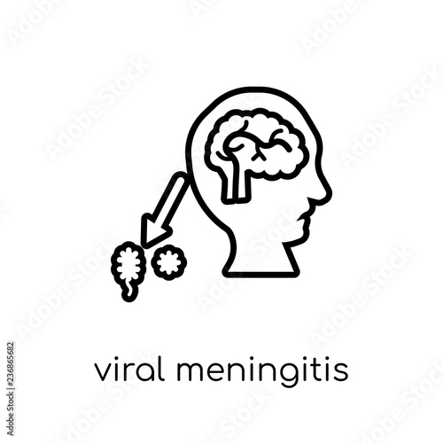 Viral meningitis icon. Trendy modern flat linear vector Viral meningitis icon on white background from thin line Diseases collection