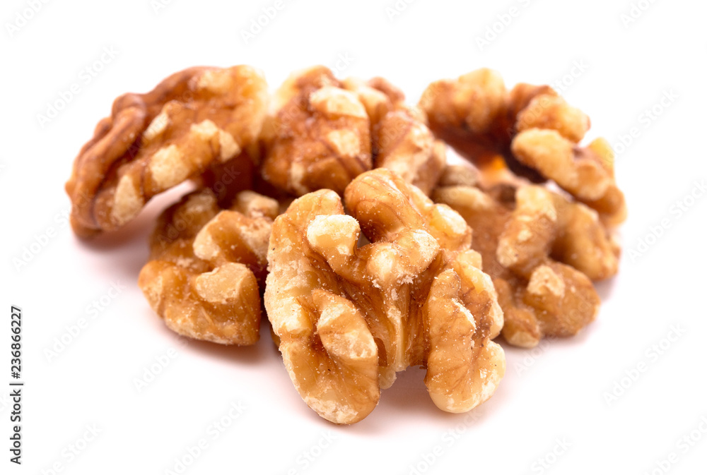 Pile of Healthy Walnuts on a White Background Pile of Healthy Walnuts on a White Background