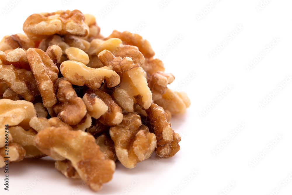 Pile of Healthy Walnuts on a White Background Pile of Healthy Walnuts on a White Background