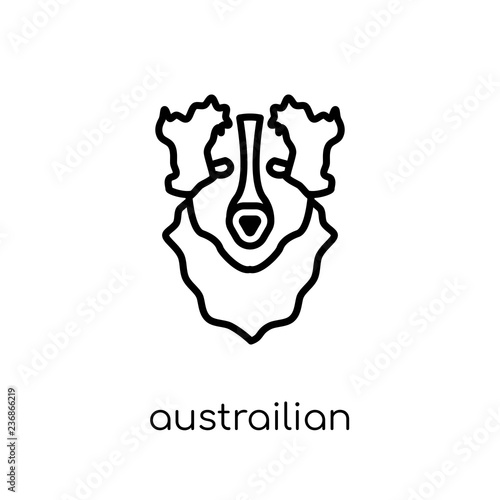 Austrailian Shepard dog icon. Trendy modern flat linear vector Austrailian Shepard dog icon on white background from thin line dogs collection