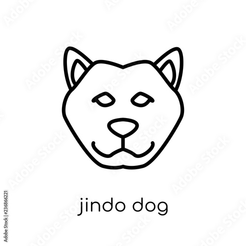 Jindo dog icon. Trendy modern flat linear vector Jindo dog icon on white background from thin line dogs collection
