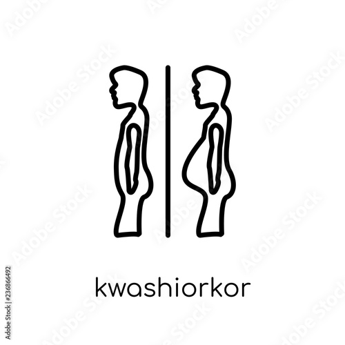 Kwashiorkor icon. Trendy modern flat linear vector Kwashiorkor icon on white background from thin line Diseases collection