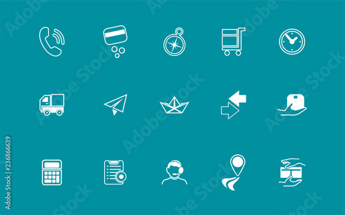 Transport information in a set of white icons. Service and delivery. A set of vector sivol for transport company.