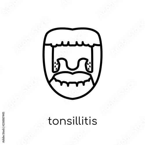 Tonsillitis icon. Trendy modern flat linear vector Tonsillitis icon on white background from thin line Diseases collection