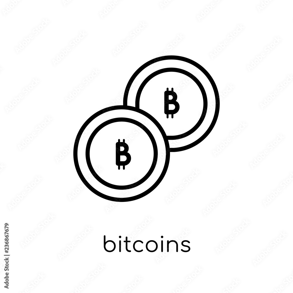 Bitcoins icon. Trendy modern flat linear vector Bitcoins icon on white background from thin line Cryptocurrency economy and finance collection Bitcoins icon. Trendy modern flat linear vector Bitcoins icon on white background from thin line Cryptocurrency economy and finance collection