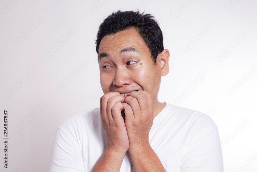 Young Man Nervous Afraid or Worried of Something Young Man Nervous Afraid or Worried of Something