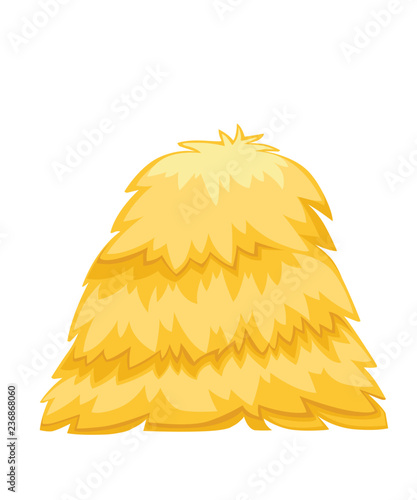 Golden color bale of hay. Haystack flat vector illustration isolated on white background