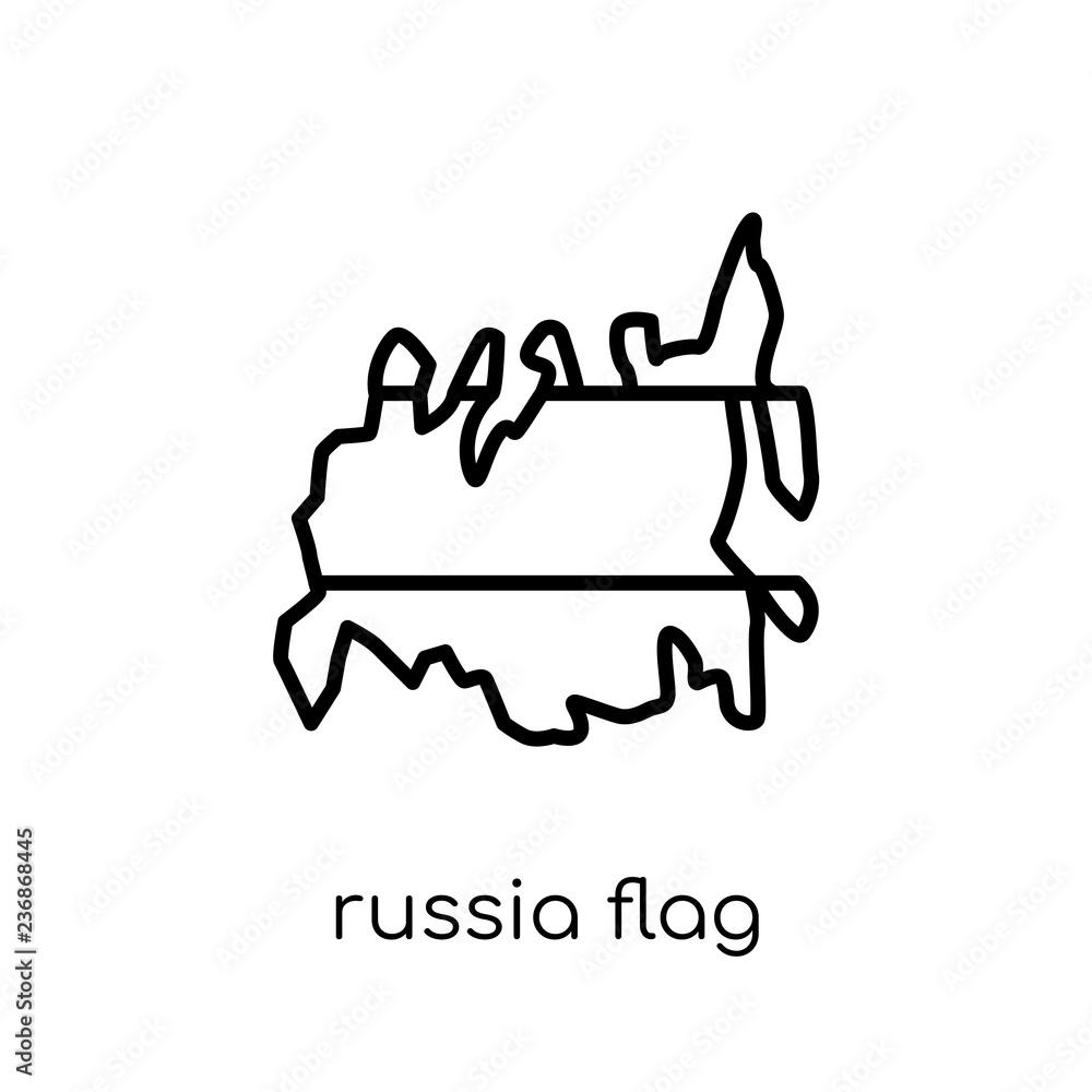 Russia flag icon. Trendy modern flat linear vector Russia flag icon on white background from thin line Country Flags collection