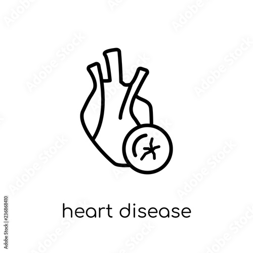 Heart disease icon. Trendy modern flat linear vector Heart disease icon on white background from thin line Diseases collection