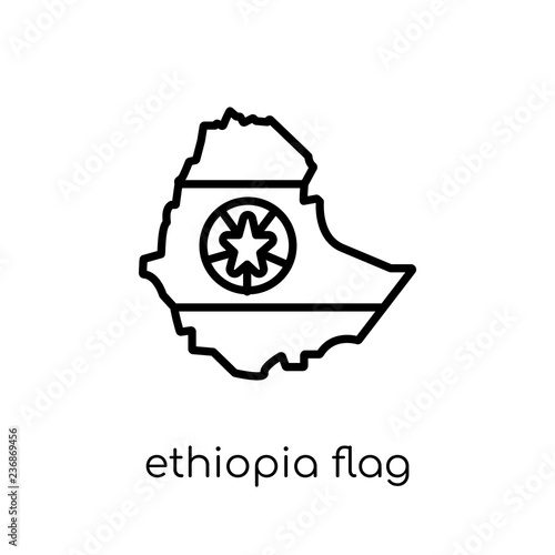Ethiopia flag icon. Trendy modern flat linear vector Ethiopia flag icon on white background from thin line Country Flags collection