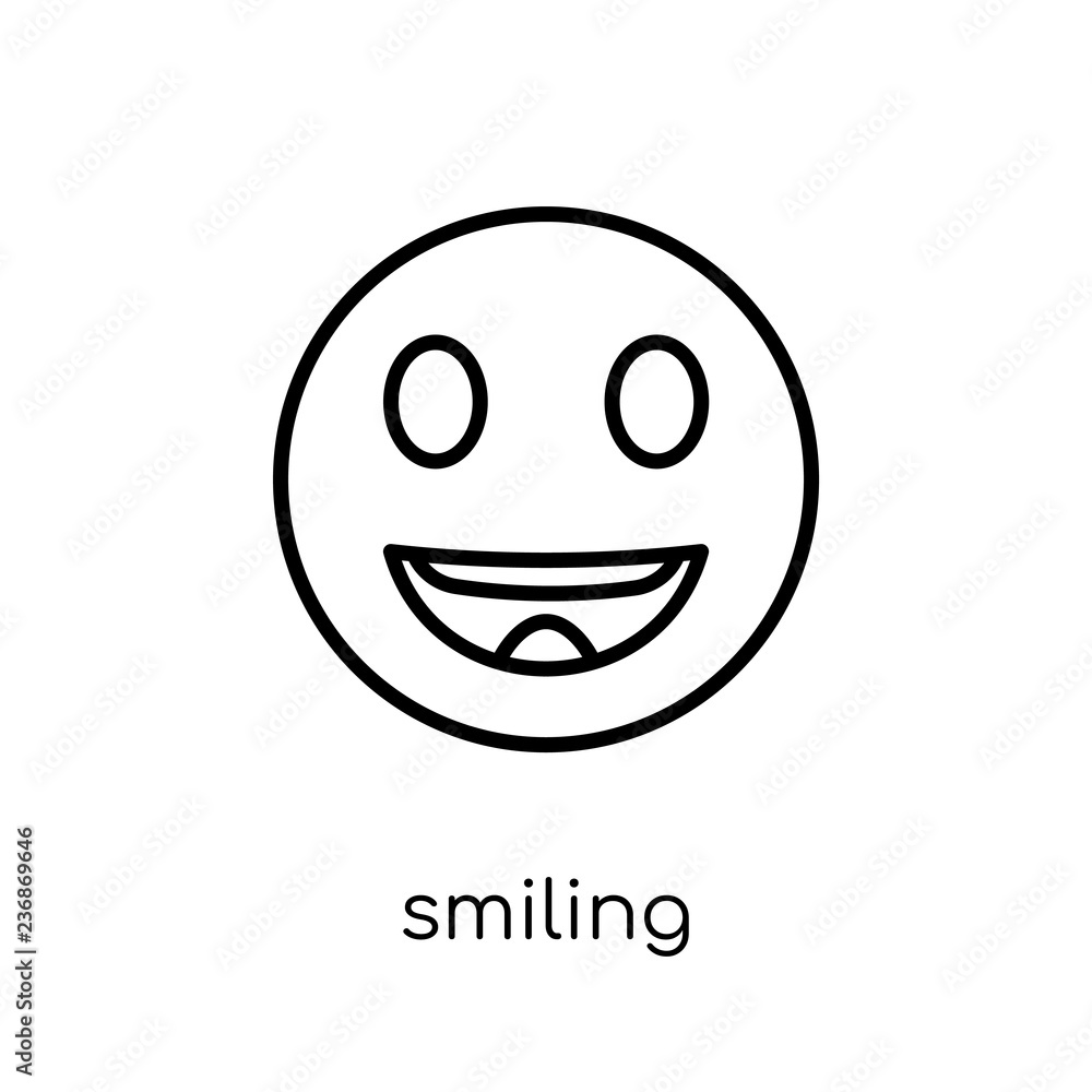 Smiling icon. Trendy modern flat linear vector Smiling icon on white background from thin line Dentist collection Smiling icon. Trendy modern flat linear vector Smiling icon on white background from thin line Dentist collection