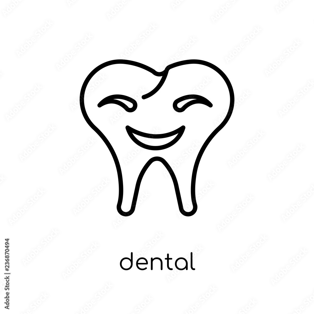 Dental icon. Trendy modern flat linear vector Dental icon on white background from thin line Dentist collection Dental icon. Trendy modern flat linear vector Dental icon on white background from thin line Dentist collection